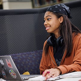 Students in Joyner Library.