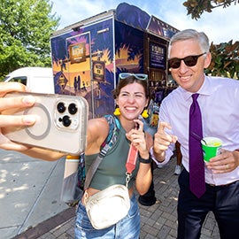 ECU Chancellor takes selfie with student